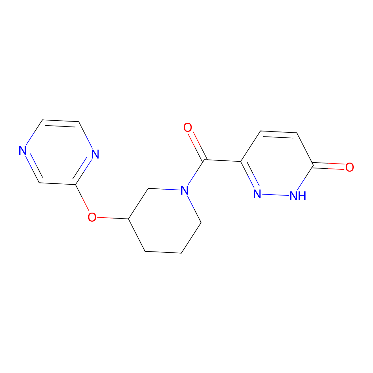 6-(3-(pyrazin-2-yloxy)piperidine-1-carbonyl)pyridazin-3(2H)-one molecular structure, CAS 2034440-47-4