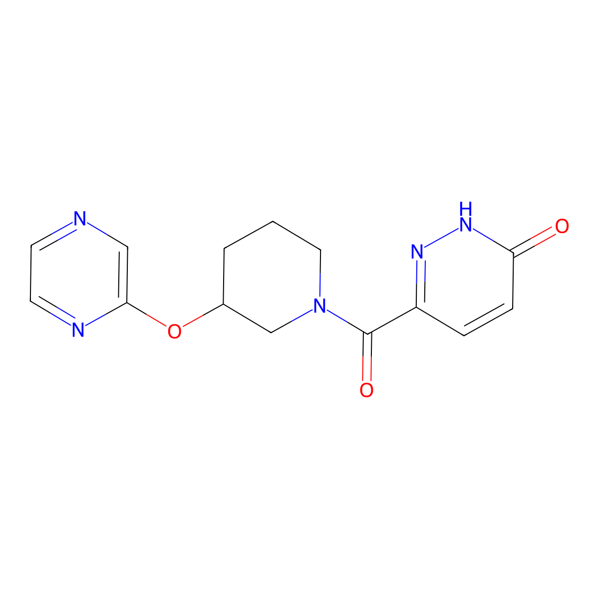 6-(3-(pyrazin-2-yloxy)piperidine-1-carbonyl)pyridazin-3(2H)-one molecular structure, CAS 2034440-47-4