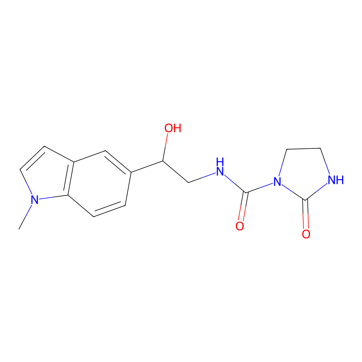 N-[2-hydroxy-2-(1-methyl-1H-indol-5-yl)ethyl]-2-oxoimidazolidine-1-carboxamide molecular structure, CAS 2034440-51-0