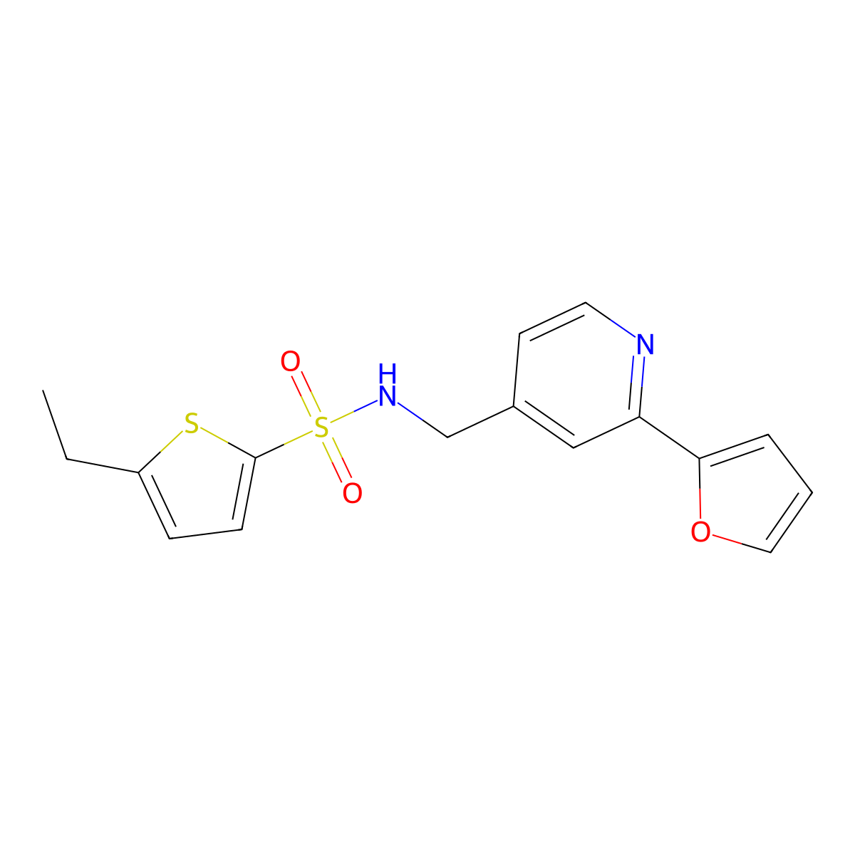 5-ethyl-N-{[2-(furan-2-yl)pyridin-4-yl]methyl}thiophene-2-sulfonamide molecular structure, CAS 2034440-53-2