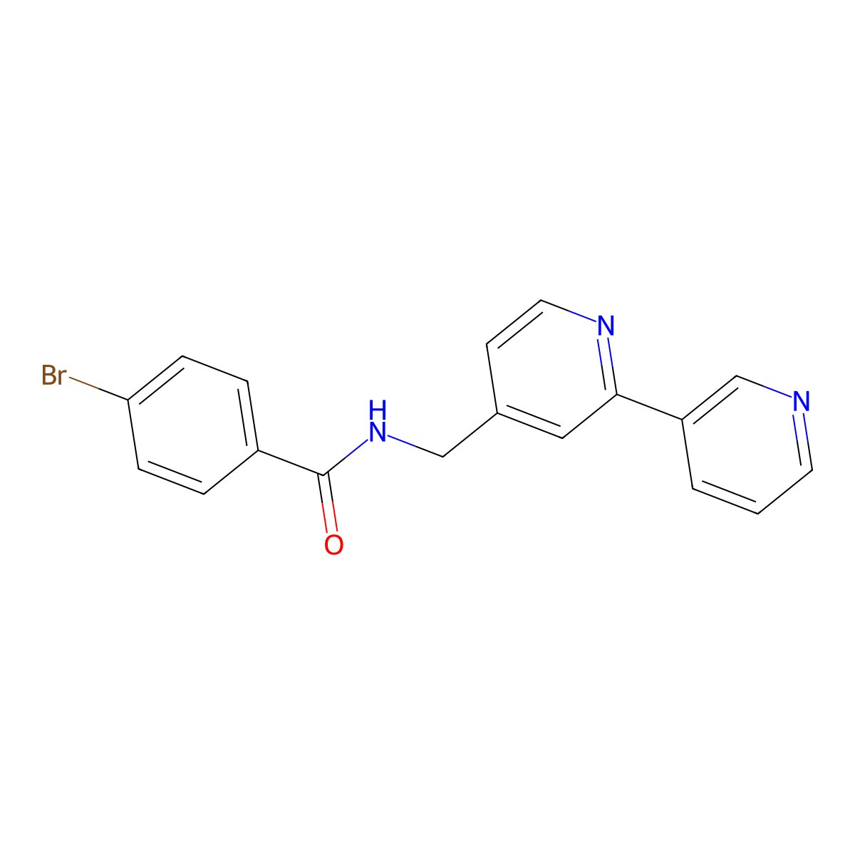 N-({[2,3'-bipyridine]-4-yl}methyl)-4-bromobenzamide molecular structure, CAS 2034440-56-5