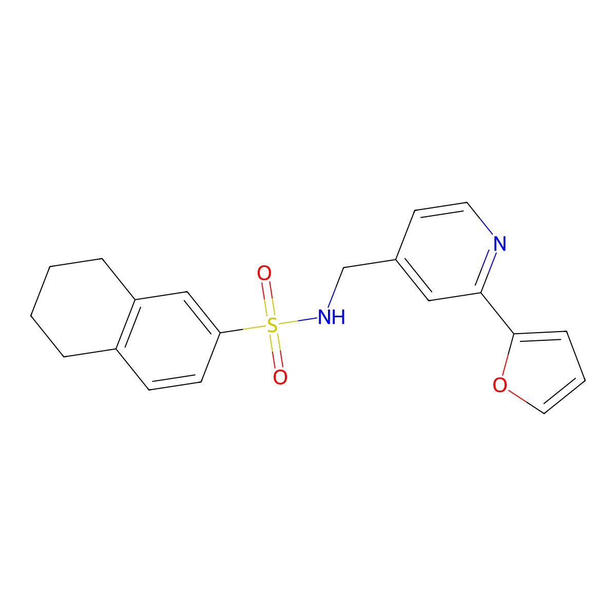 N-((2-(furan-2-yl)pyridin-4-yl)methyl)-5,6,7,8-tetrahydronaphthalene-2-sulfonamide molecular structure, CAS 2034440-61-2