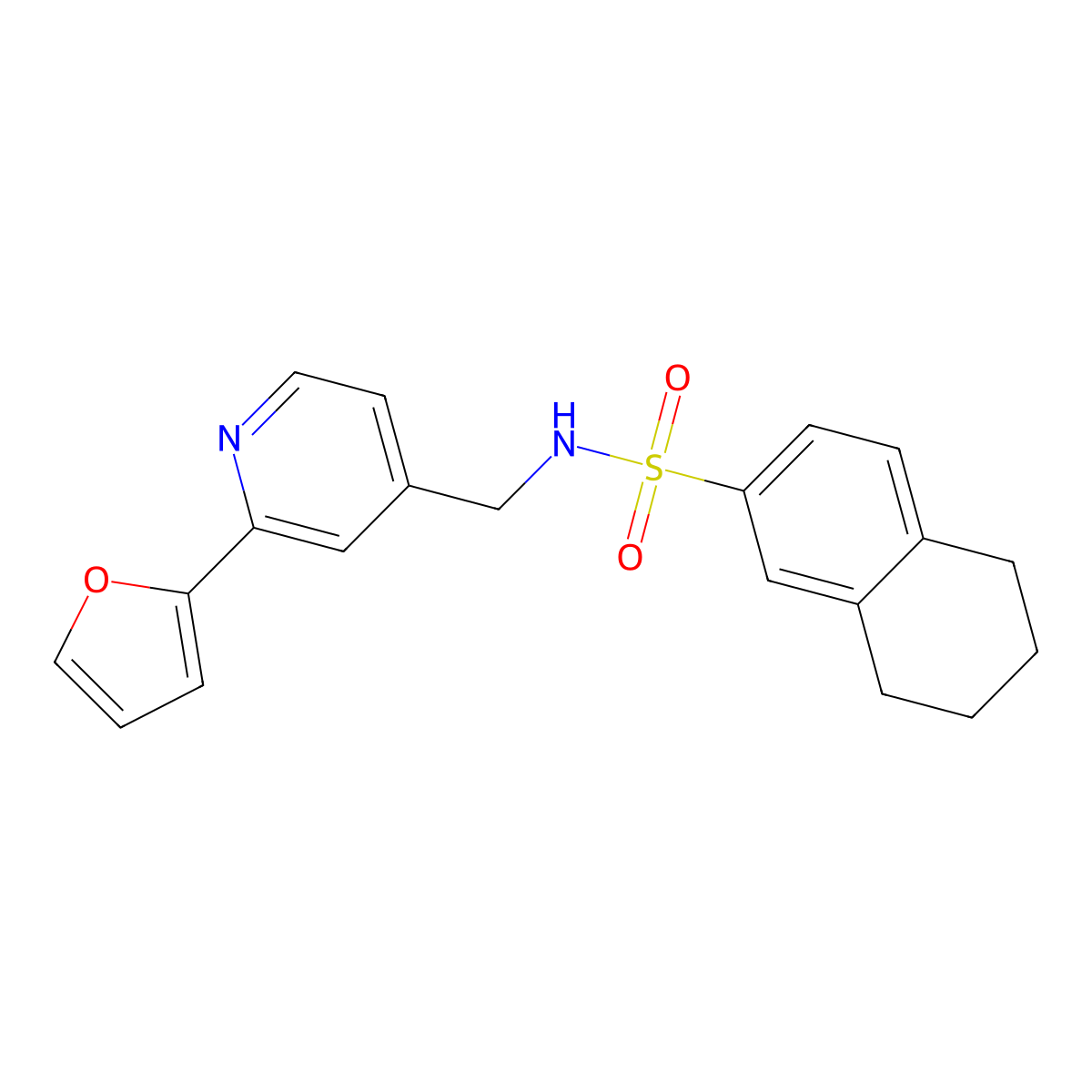 N-((2-(furan-2-yl)pyridin-4-yl)methyl)-5,6,7,8-tetrahydronaphthalene-2-sulfonamide molecular structure, CAS 2034440-61-2