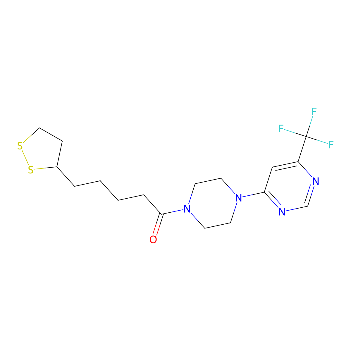 5-(1,2-Dithiolan-3-yl)-1-(4-(6-(trifluoromethyl)pyrimidin-4-yl)piperazin-1-yl)pentan-1-one molecular structure, CAS 2034440-63-4