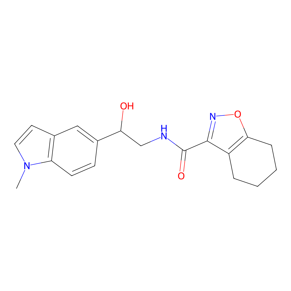 N-(2-hydroxy-2-(1-methyl-1H-indol-5-yl)ethyl)-4,5,6,7-tetrahydrobenzo[d]isoxazole-3-carboxamide molecular structure, CAS 2034440-64-5
