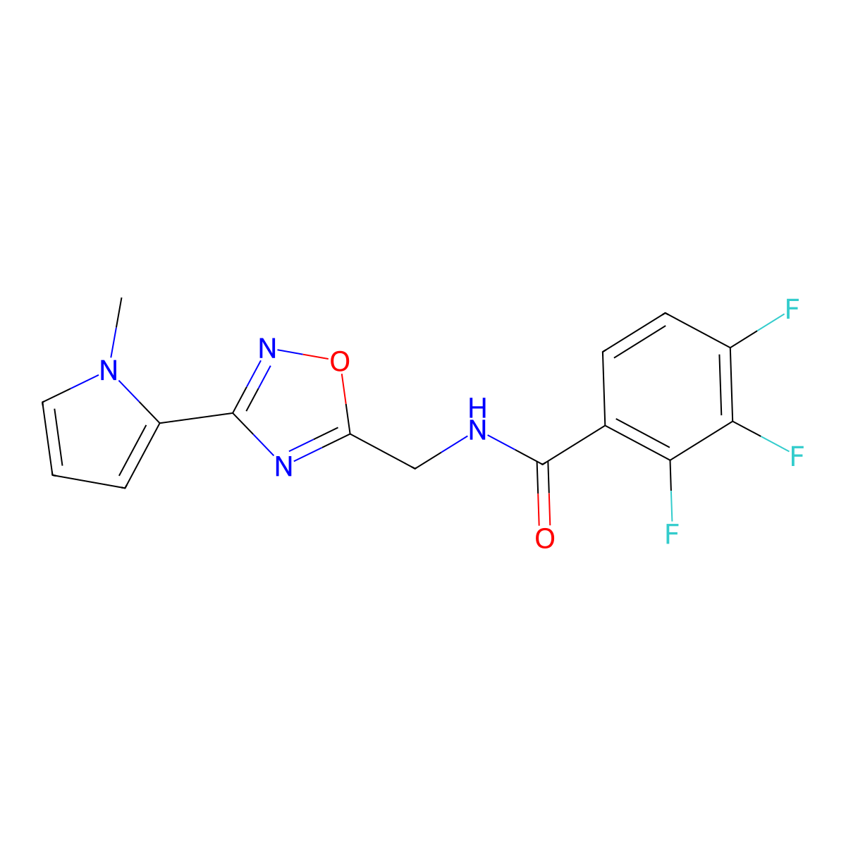 2,3,4-trifluoro-N-{[3-(1-methyl-1H-pyrrol-2-yl)-1,2,4-oxadiazol-5-yl]methyl}benzamide molecular structure, CAS 2034440-65-6