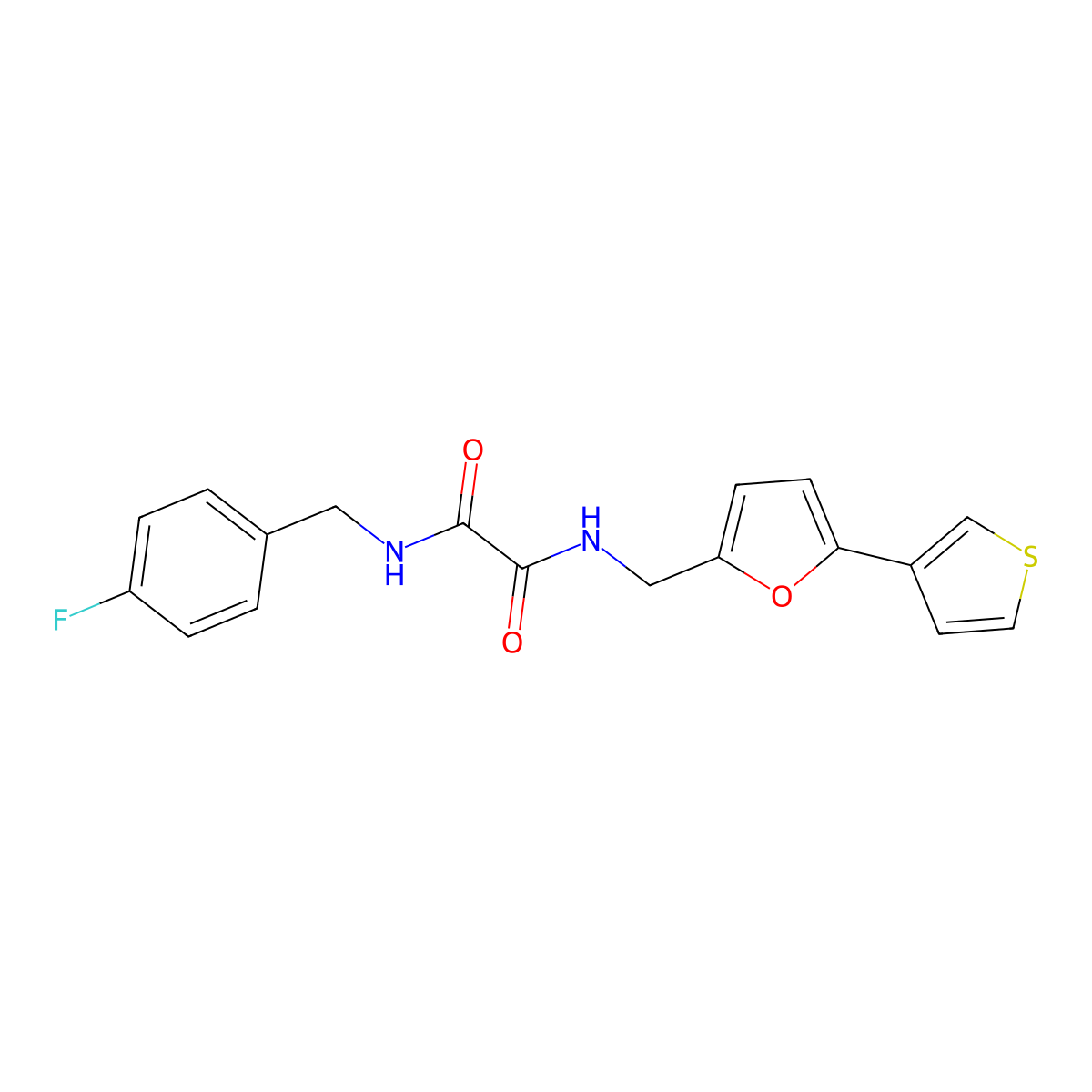 N1-(4-fluorobenzyl)-N2-((5-(thiophen-3-yl)furan-2-yl)methyl)oxalamide molecular structure, CAS 2034440-66-7