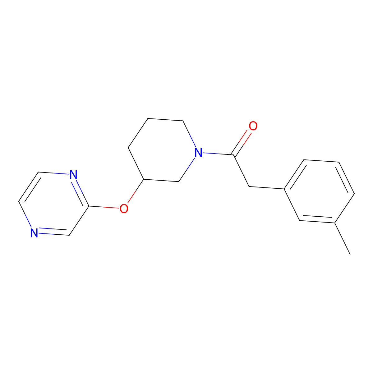 1-(3-(Pyrazin-2-yloxy)piperidin-1-yl)-2-(m-tolyl)ethanone molecular structure, CAS 2034440-67-8