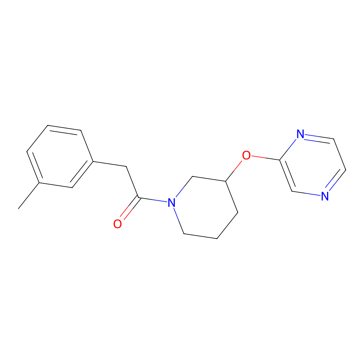 1-(3-(Pyrazin-2-yloxy)piperidin-1-yl)-2-(m-tolyl)ethanone molecular structure, CAS 2034440-67-8