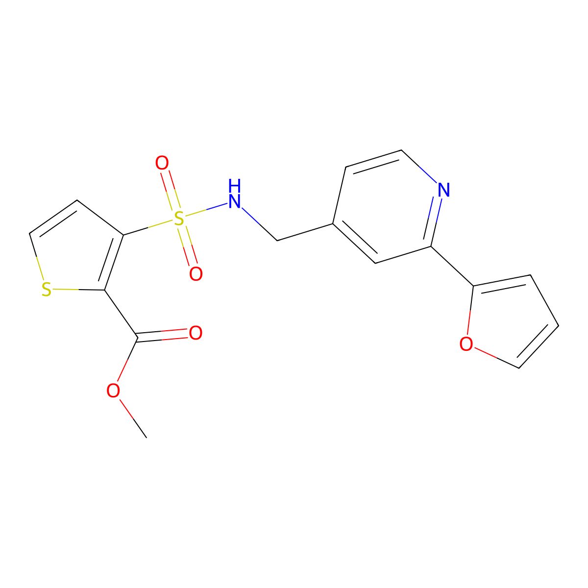 methyl 3-(N-((2-(furan-2-yl)pyridin-4-yl)methyl)sulfamoyl)thiophene-2-carboxylate molecular structure, CAS 2034440-68-9