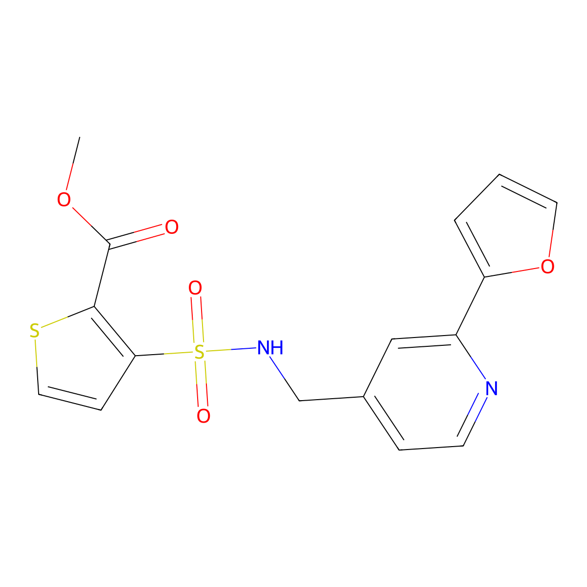 methyl 3-(N-((2-(furan-2-yl)pyridin-4-yl)methyl)sulfamoyl)thiophene-2-carboxylate molecular structure, CAS 2034440-68-9