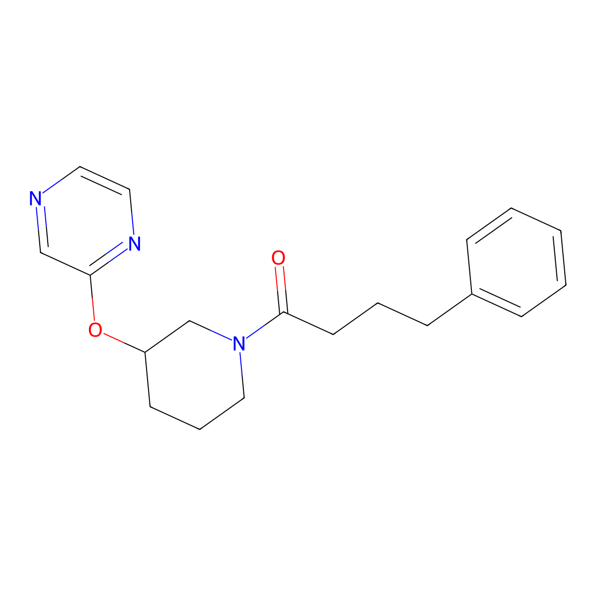 4-Phenyl-1-(3-(pyrazin-2-yloxy)piperidin-1-yl)butan-1-one molecular structure, CAS 2034440-72-5