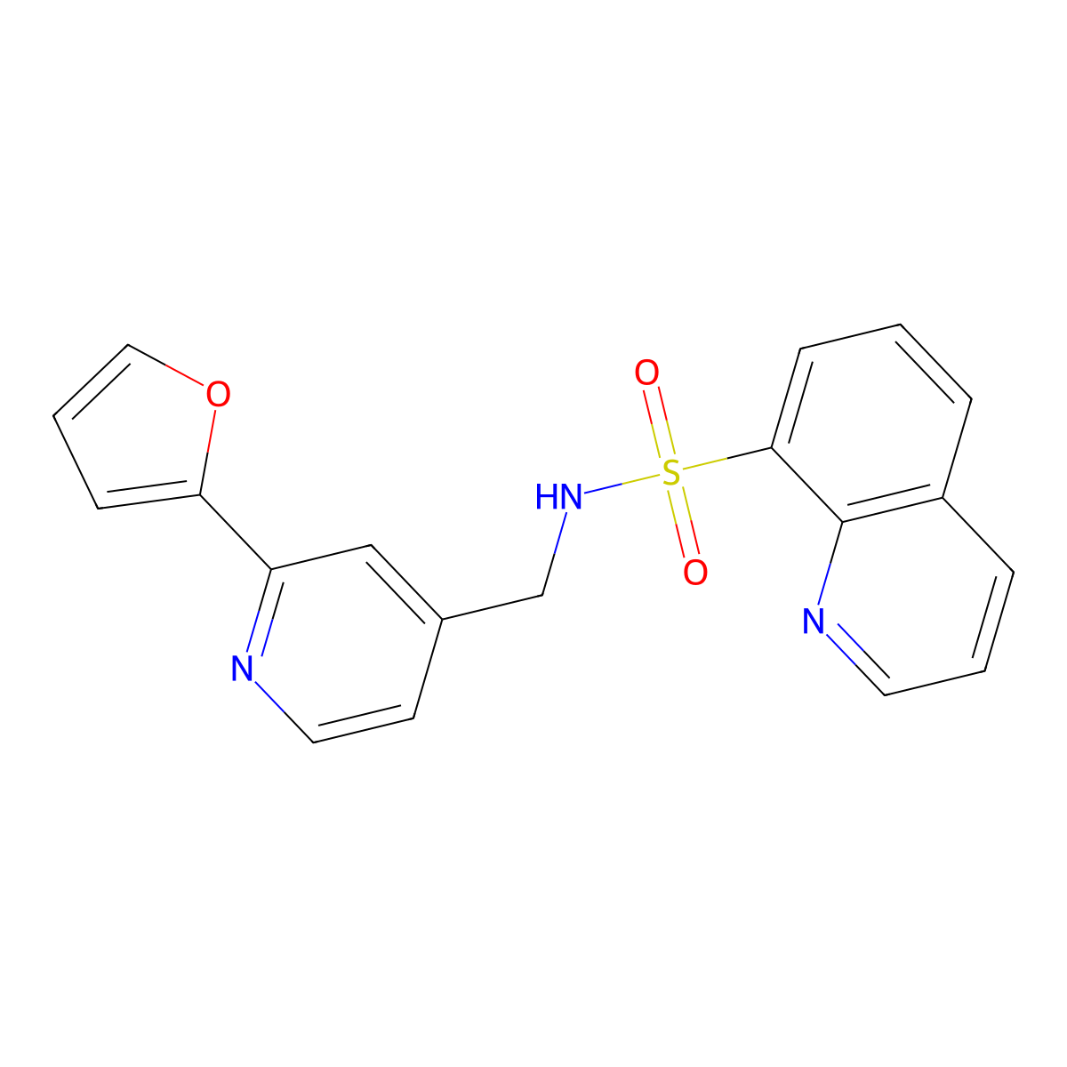 N-((2-(furan-2-yl)pyridin-4-yl)methyl)quinoline-8-sulfonamide molecular structure, CAS 2034440-76-9