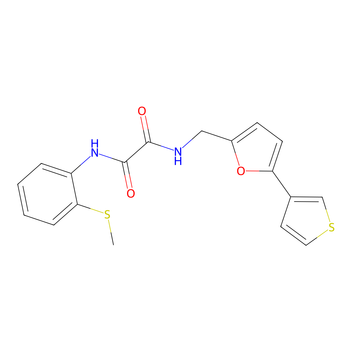 N1-(2-(methylthio)phenyl)-N2-((5-(thiophen-3-yl)furan-2-yl)methyl)oxalamide molecular structure, CAS 2034440-77-0