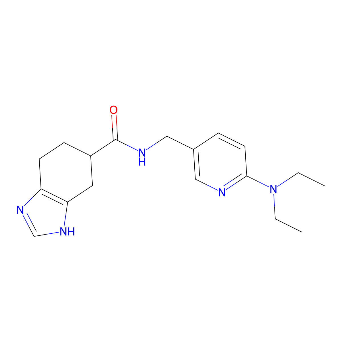 N-((6-(diethylamino)pyridin-3-yl)methyl)-4,5,6,7-tetrahydro-1H-benzo[d]imidazole-5-carboxamide molecular structure, CAS 2034440-84-9
