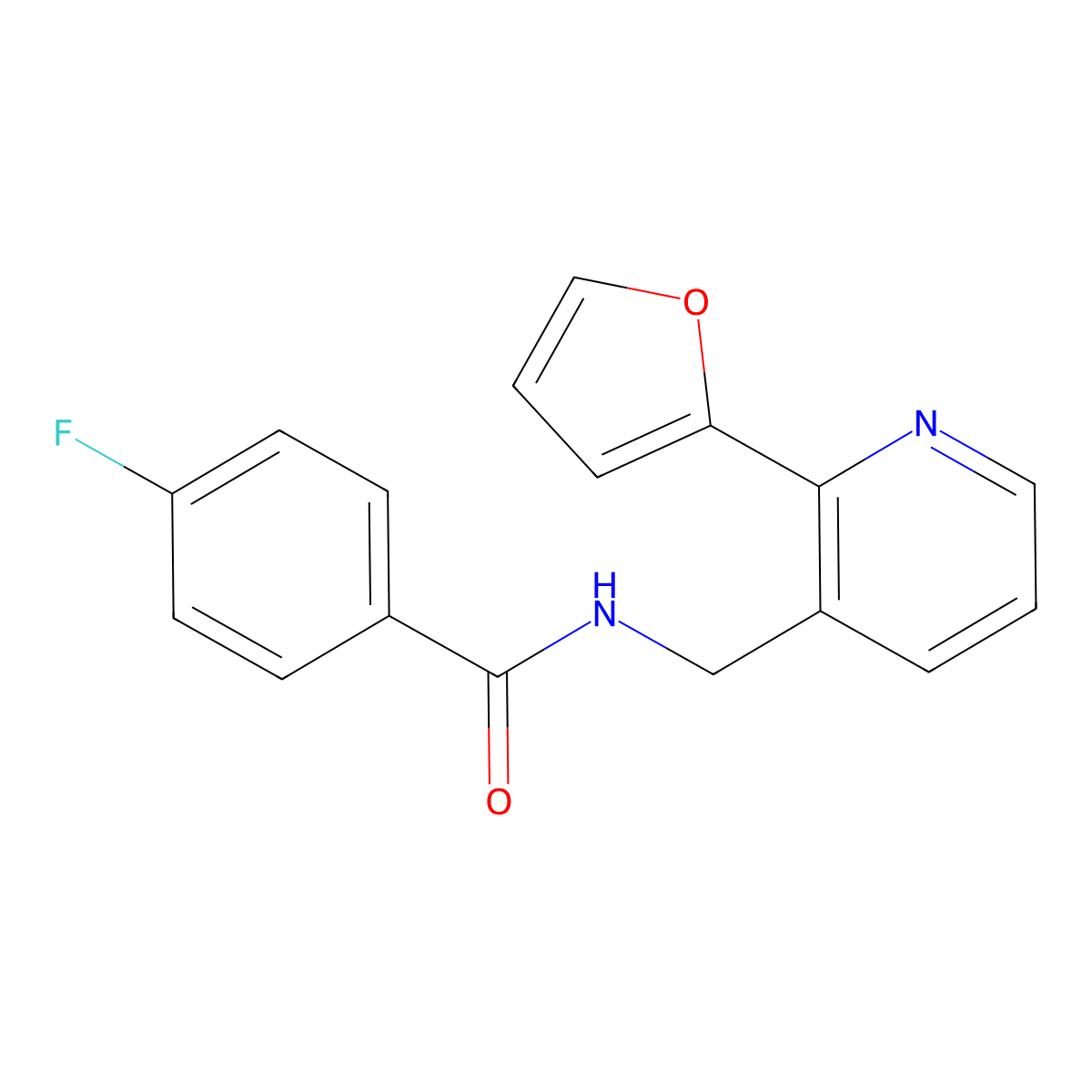 4-fluoro-N-((2-(furan-2-yl)pyridin-3-yl)methyl)benzamide molecular structure, CAS 2034440-87-2