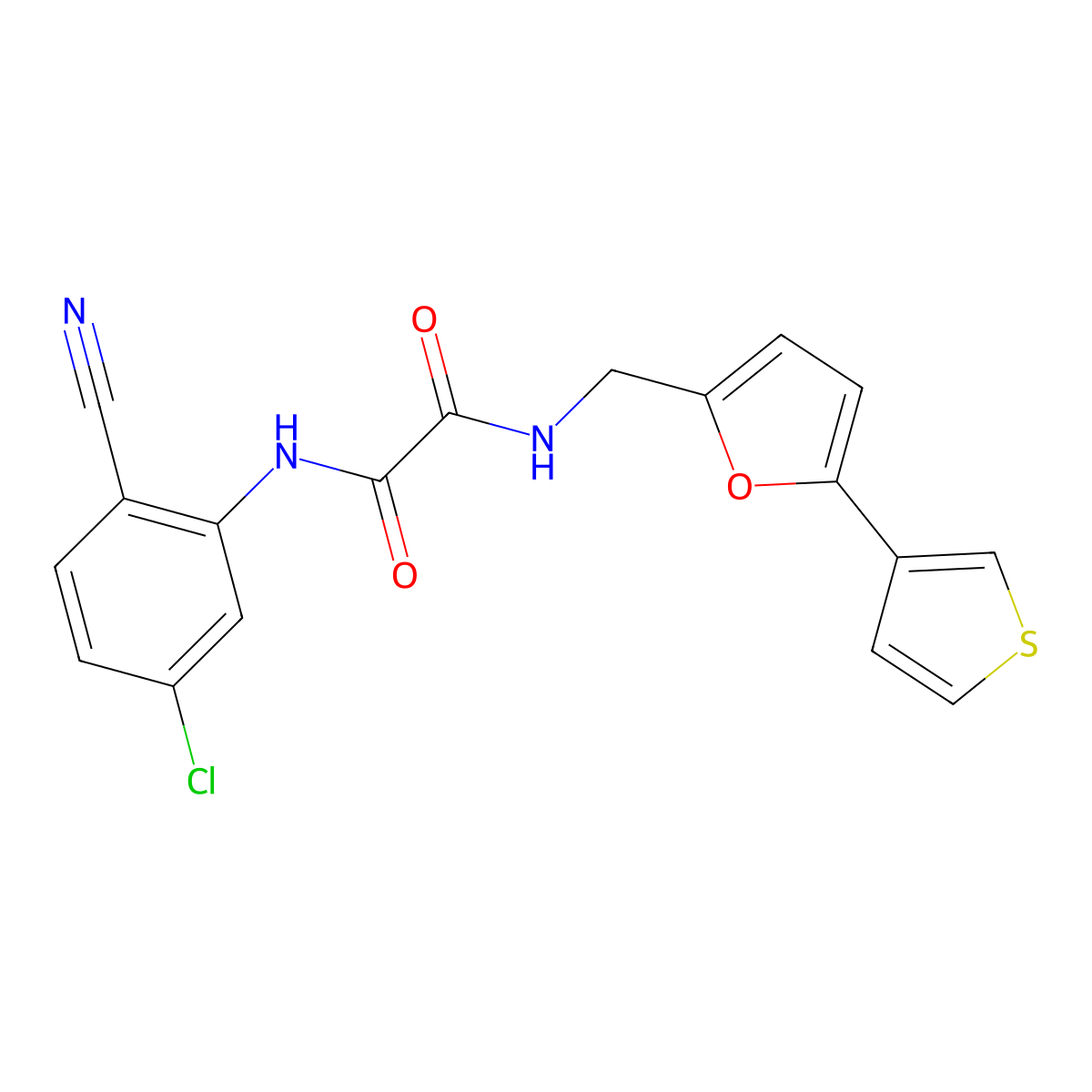 N1-(5-chloro-2-cyanophenyl)-N2-((5-(thiophen-3-yl)furan-2-yl)methyl)oxalamide molecular structure, CAS 2034440-88-3