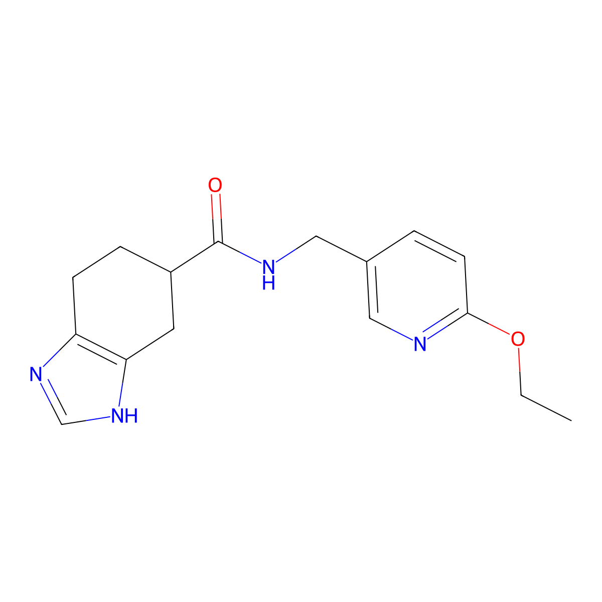 N-((6-ethoxypyridin-3-yl)methyl)-4,5,6,7-tetrahydro-1H-benzo[d]imidazole-5-carboxamide molecular structure, CAS 2034440-90-7