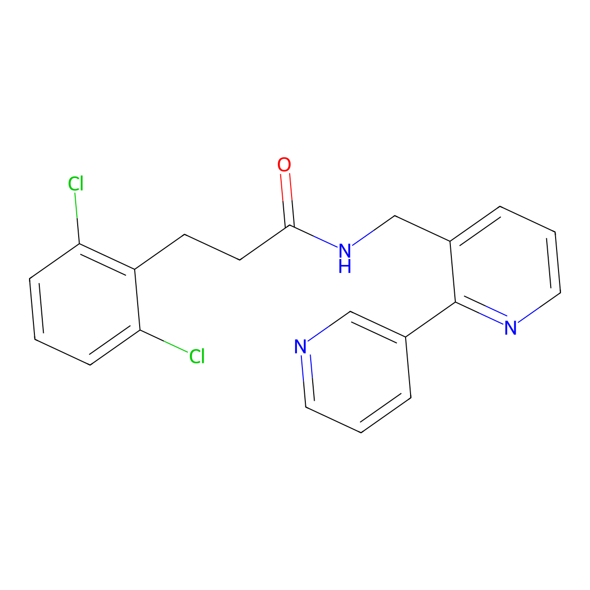 N-([2,3'-bipyridin]-3-ylmethyl)-3-(2,6-dichlorophenyl)propanamide molecular structure, CAS 2034441-01-3