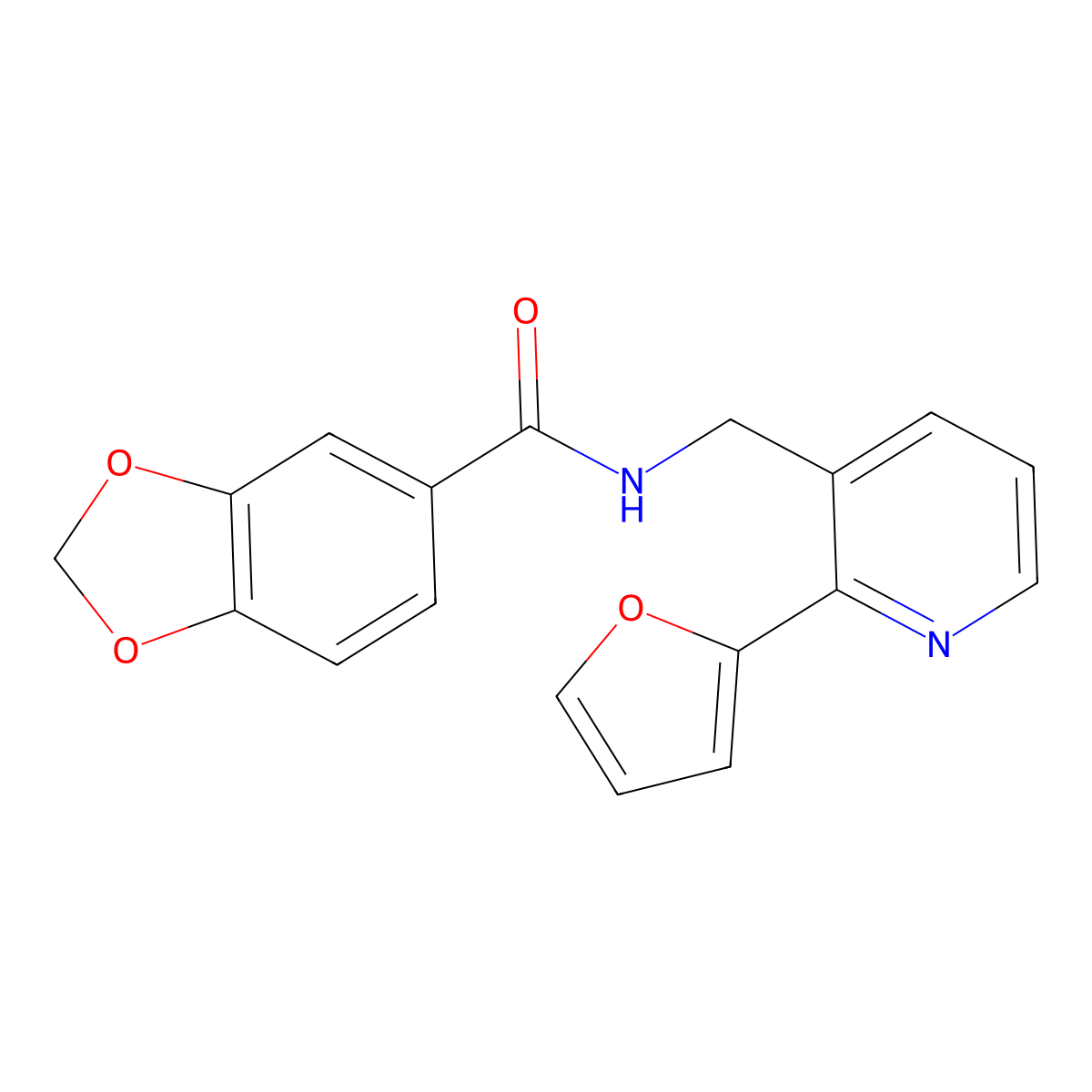 N-((2-(furan-2-yl)pyridin-3-yl)methyl)benzo[d][1,3]dioxole-5-carboxamide molecular structure, CAS 2034441-02-4