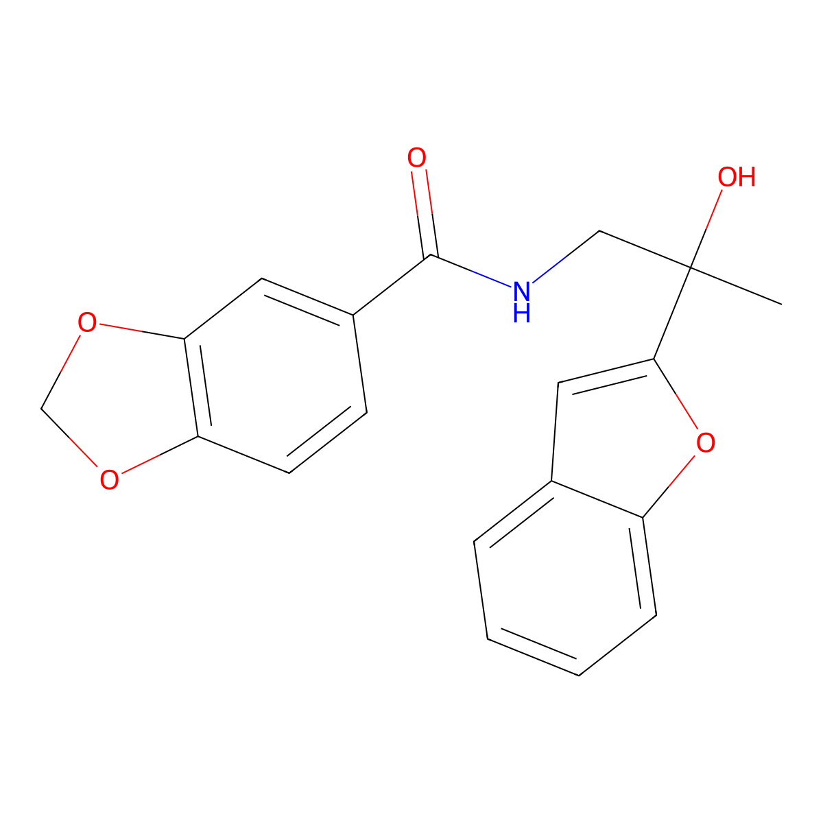 N-(2-(benzofuran-2-yl)-2-hydroxypropyl)benzo[d][1,3]dioxole-5-carboxamide molecular structure, CAS 2034441-03-5