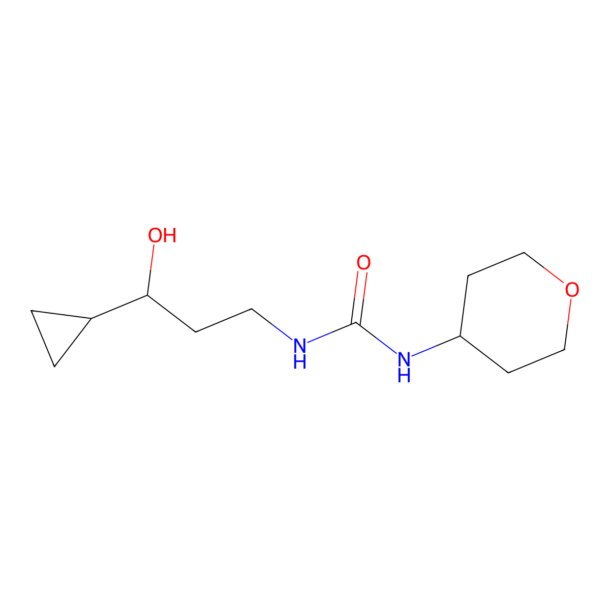 1-(3-cyclopropyl-3-hydroxypropyl)-3-(tetrahydro-2H-pyran-4-yl)urea molecular structure, CAS 2034441-05-7