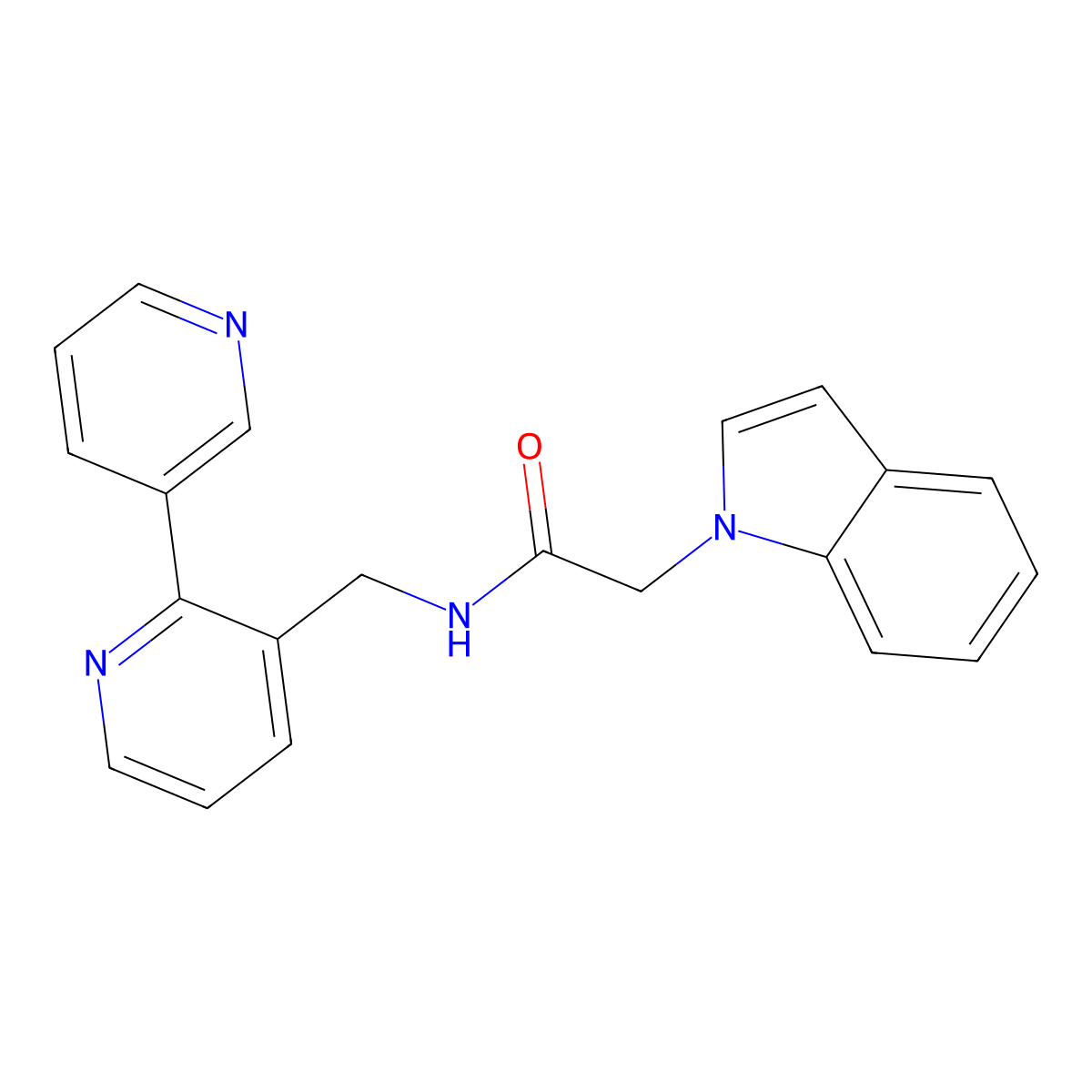 N-([2,3'-bipyridin]-3-ylmethyl)-2-(1H-indol-1-yl)acetamide molecular structure, CAS 2034441-09-1
