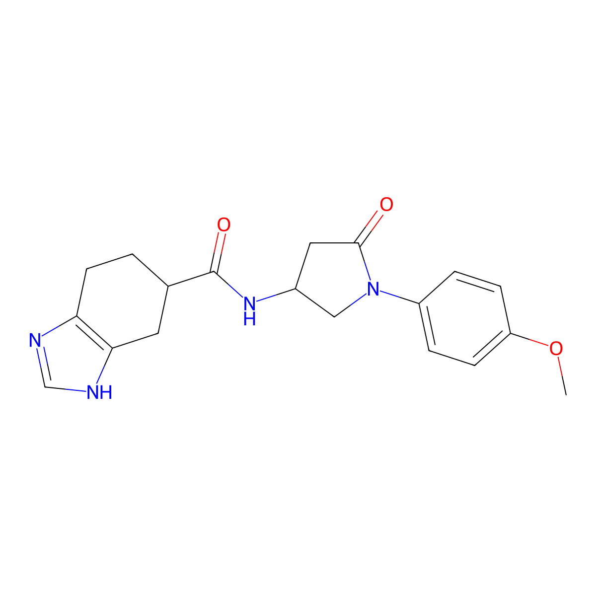 N-(1-(4-methoxyphenyl)-5-oxopyrrolidin-3-yl)-4,5,6,7-tetrahydro-1H-benzo[d]imidazole-5-carboxamide molecular structure, CAS 2034441-10-4