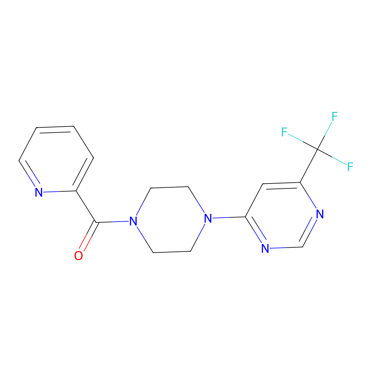 Pyridin-2-yl(4-(6-(trifluoromethyl)pyrimidin-4-yl)piperazin-1-yl)methanone molecular structure, CAS 2034441-15-9
