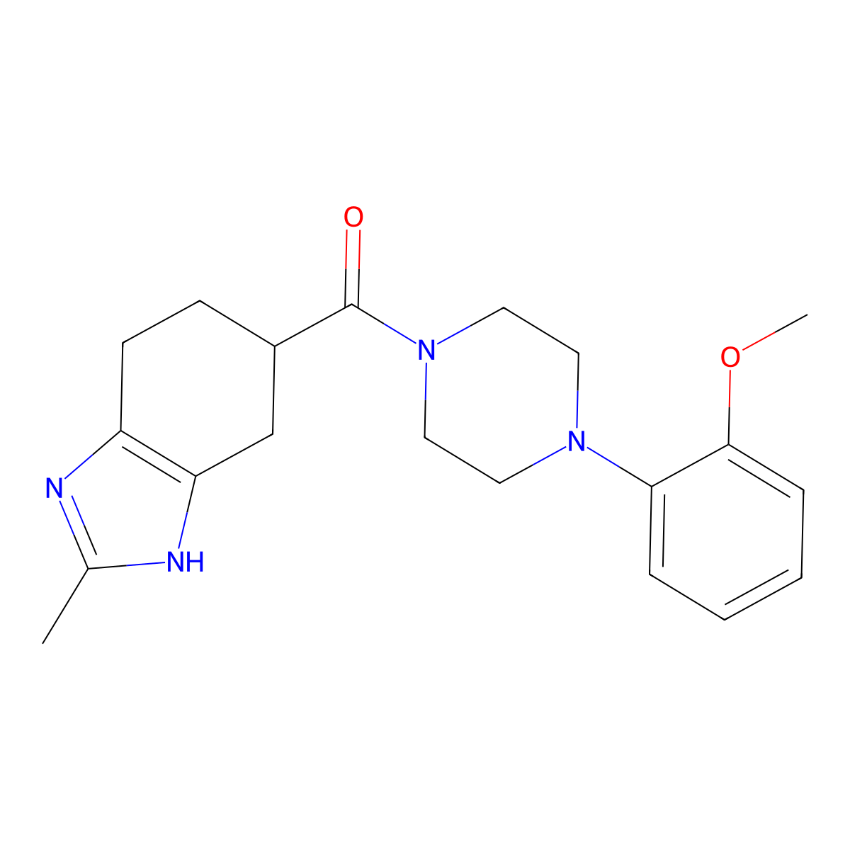 (4-(2-methoxyphenyl)piperazin-1-yl)(2-methyl-4,5,6,7-tetrahydro-1H-benzo[d]imidazol-5-yl)methanone molecular structure, CAS 2034441-19-3