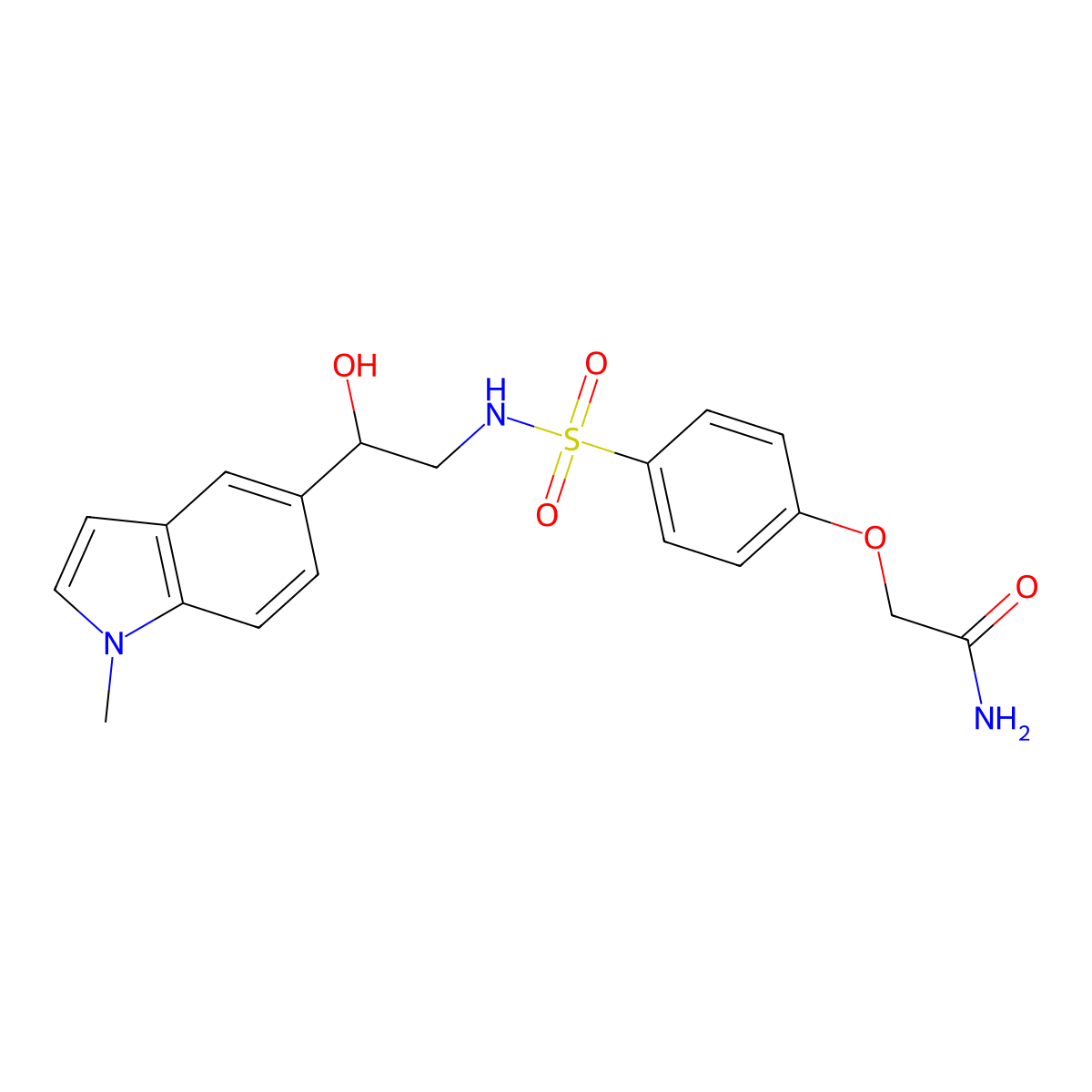 2-(4-(N-(2-hydroxy-2-(1-methyl-1H-indol-5-yl)ethyl)sulfamoyl)phenoxy)acetamide molecular structure, CAS 2034441-26-2