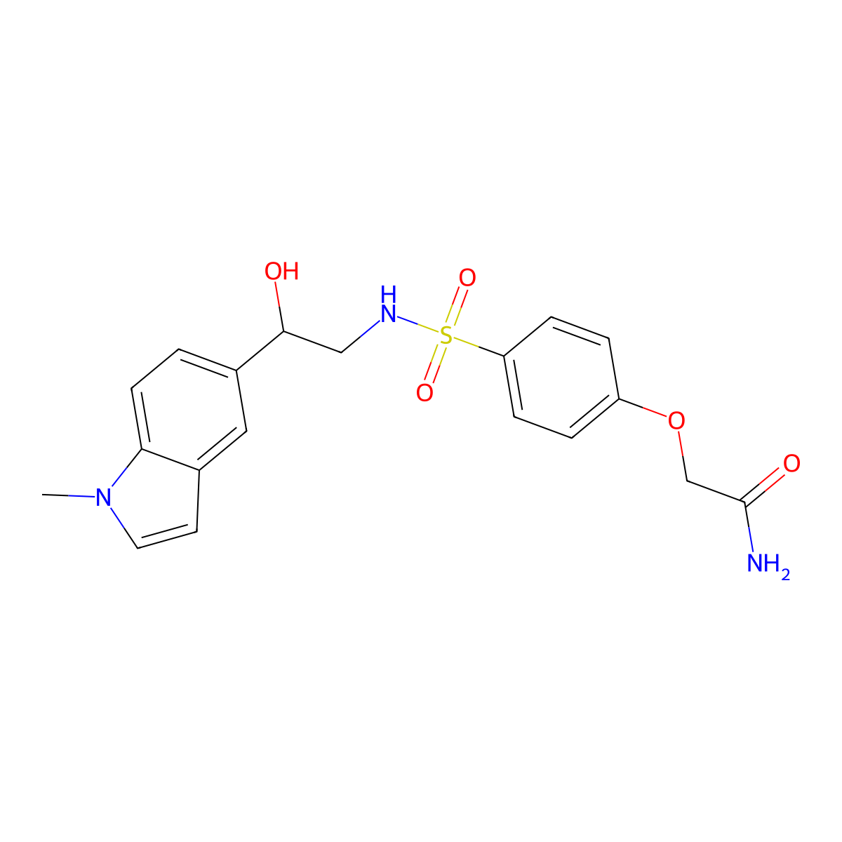 2-(4-(N-(2-hydroxy-2-(1-methyl-1H-indol-5-yl)ethyl)sulfamoyl)phenoxy)acetamide molecular structure, CAS 2034441-26-2
