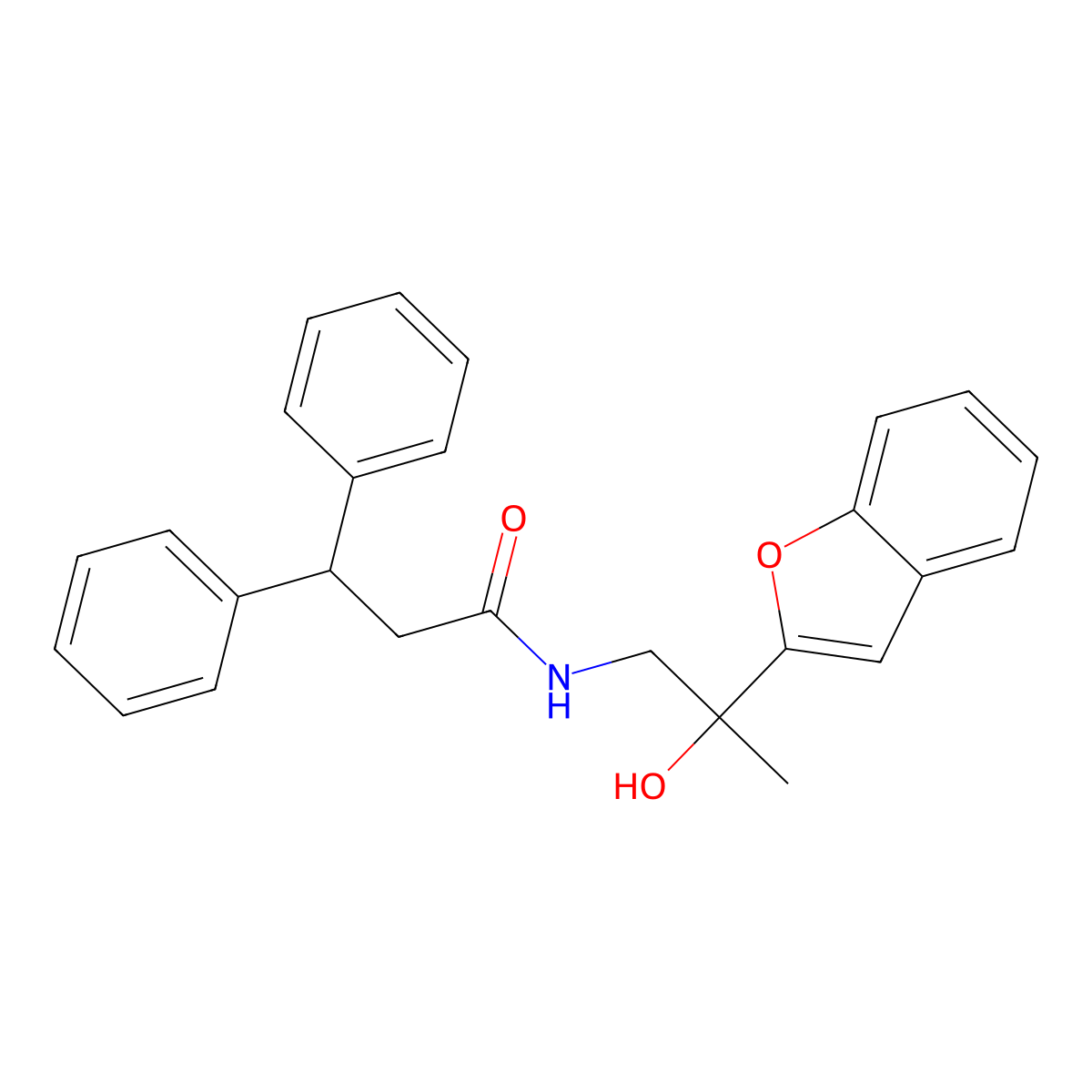 N-(2-(benzofuran-2-yl)-2-hydroxypropyl)-3,3-diphenylpropanamide molecular structure, CAS 2034441-31-9
