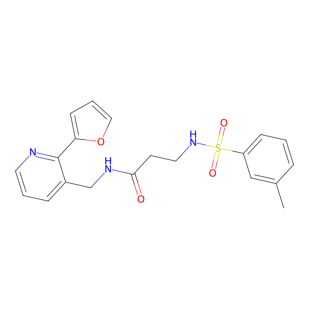 N-{[2-(furan-2-yl)pyridin-3-yl]methyl}-3-(3-methylbenzenesulfonamido)propanamide molecular structure, CAS 2034441-34-2
