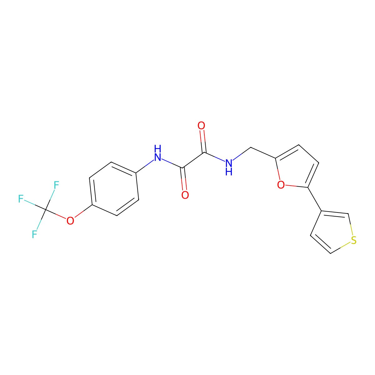 N1-((5-(thiophen-3-yl)furan-2-yl)methyl)-N2-(4-(trifluoromethoxy)phenyl)oxalamide molecular structure, CAS 2034441-39-7