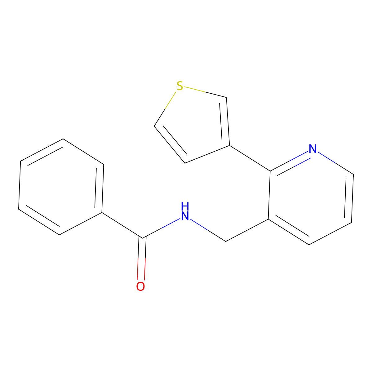 N-((2-(thiophen-3-yl)pyridin-3-yl)methyl)benzamide molecular structure, CAS 2034441-48-8