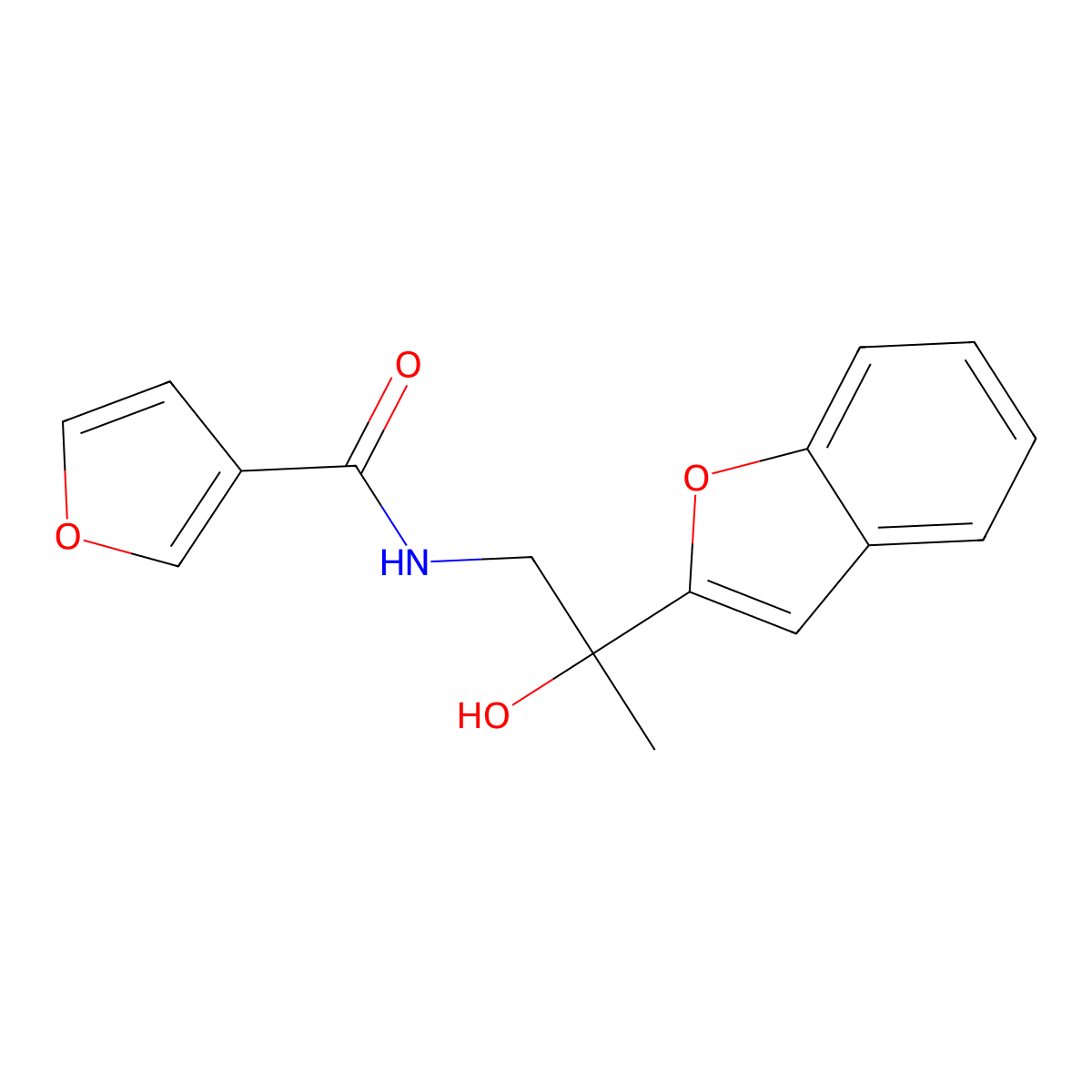 N-(2-(benzofuran-2-yl)-2-hydroxypropyl)furan-3-carboxamide molecular structure, CAS 2034441-50-2
