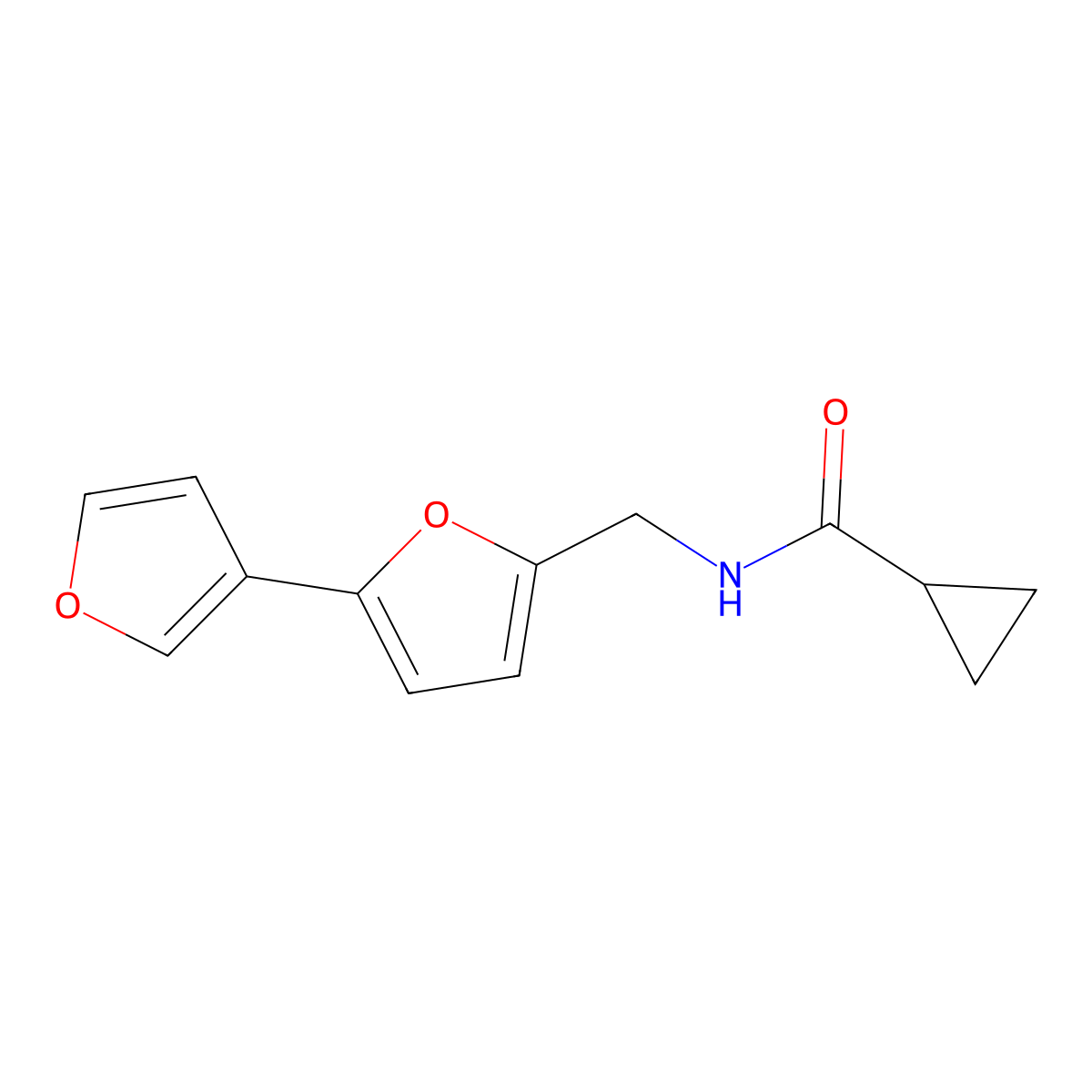 N-({[2,3'-bifuran]-5-yl}methyl)cyclopropanecarboxamide molecular structure, CAS 2034441-54-6