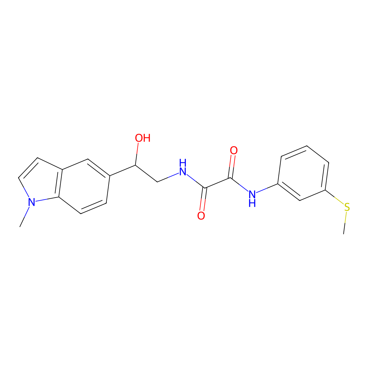 N1-(2-hydroxy-2-(1-methyl-1H-indol-5-yl)ethyl)-N2-(3-(methylthio)phenyl)oxalamide molecular structure, CAS 2034441-55-7