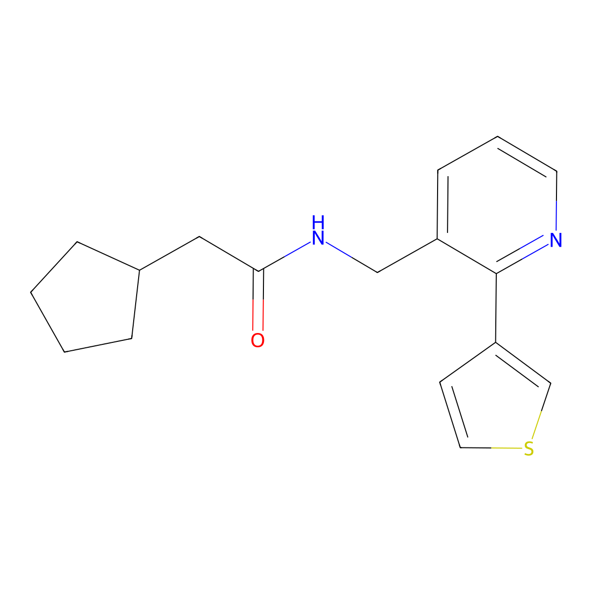 2-cyclopentyl-N-{[2-(thiophen-3-yl)pyridin-3-yl]methyl}acetamide molecular structure, CAS 2034441-59-1
