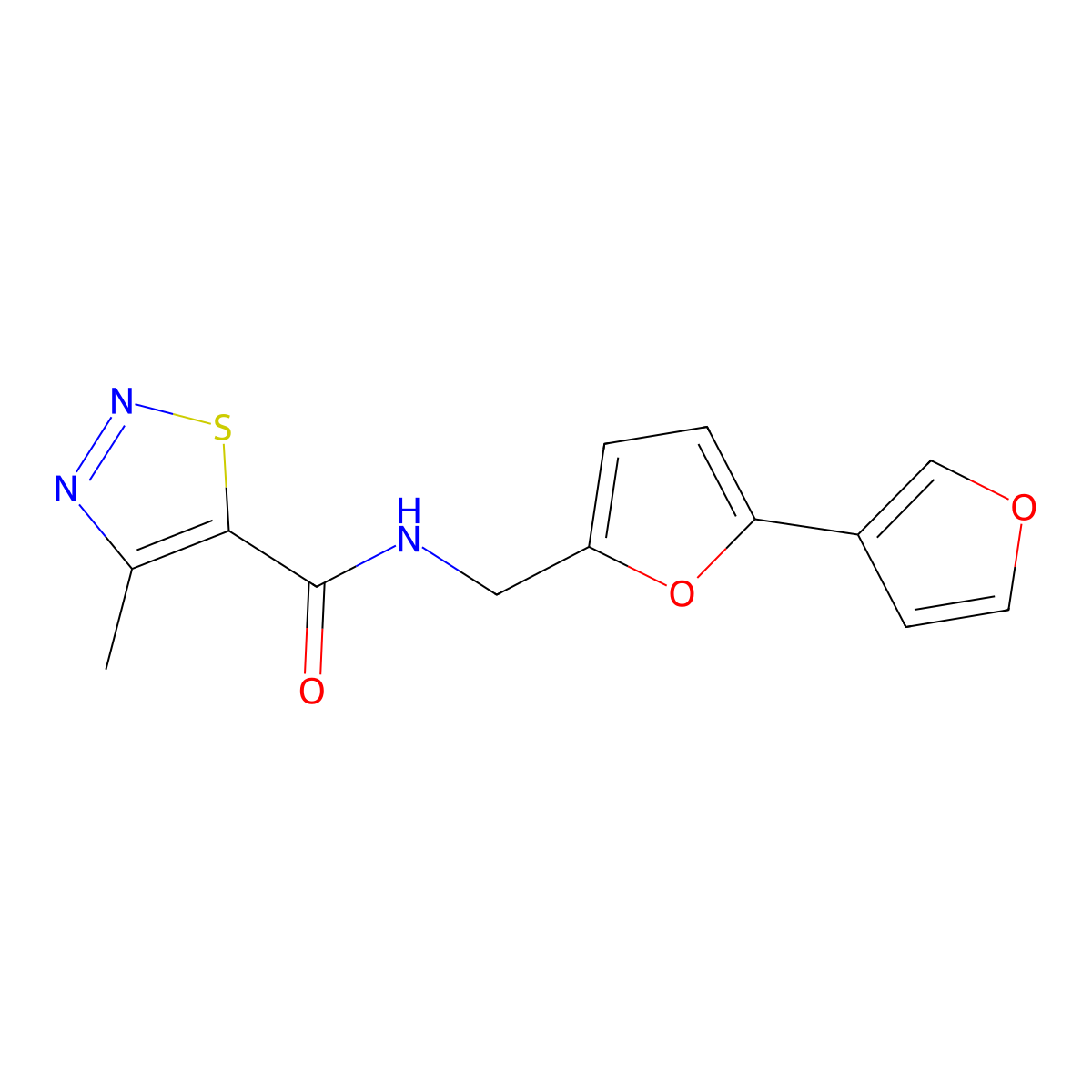 N-([2,3'-bifuran]-5-ylmethyl)-4-methyl-1,2,3-thiadiazole-5-carboxamide molecular structure, CAS 2034441-66-0