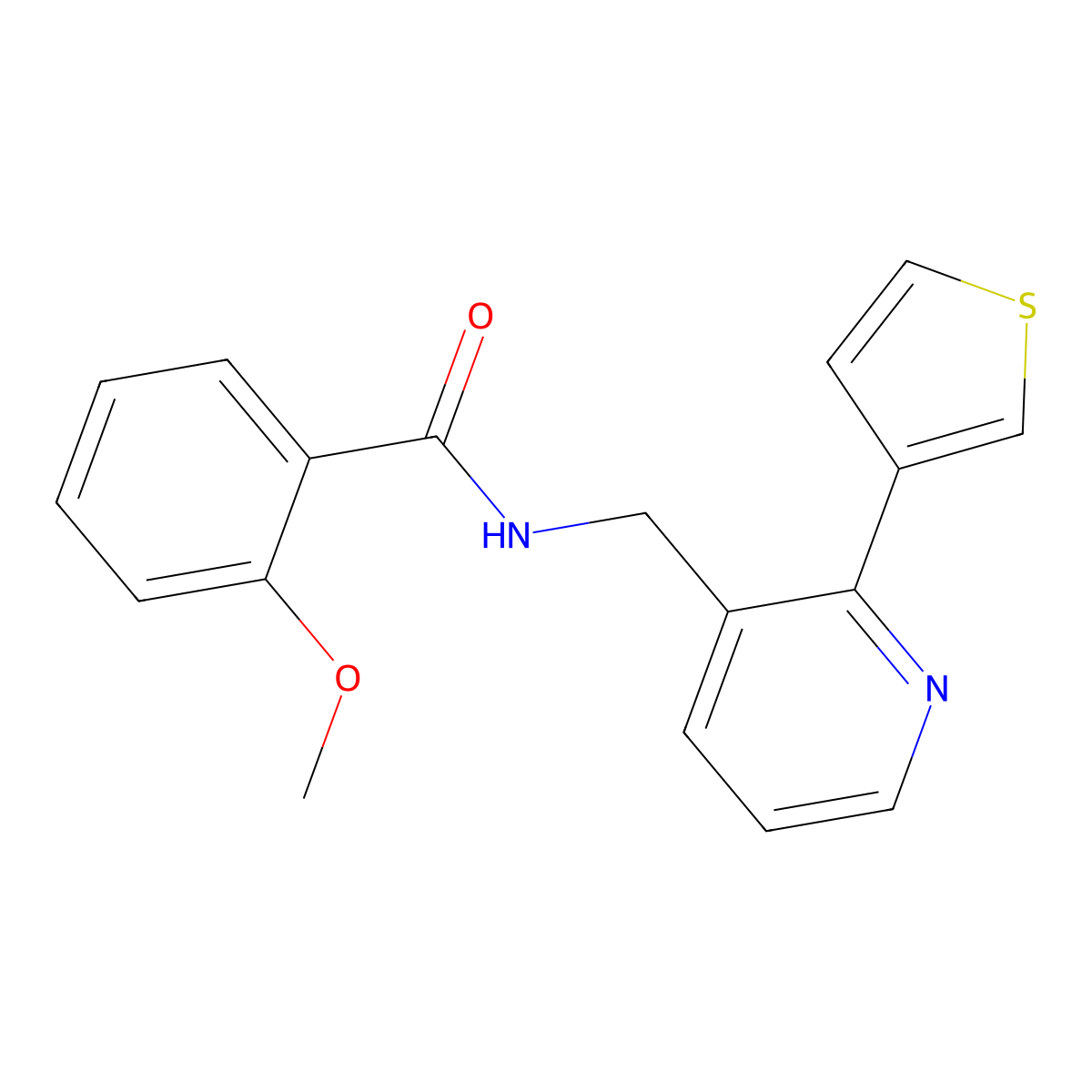 2-methoxy-N-((2-(thiophen-3-yl)pyridin-3-yl)methyl)benzamide molecular structure, CAS 2034441-67-1
