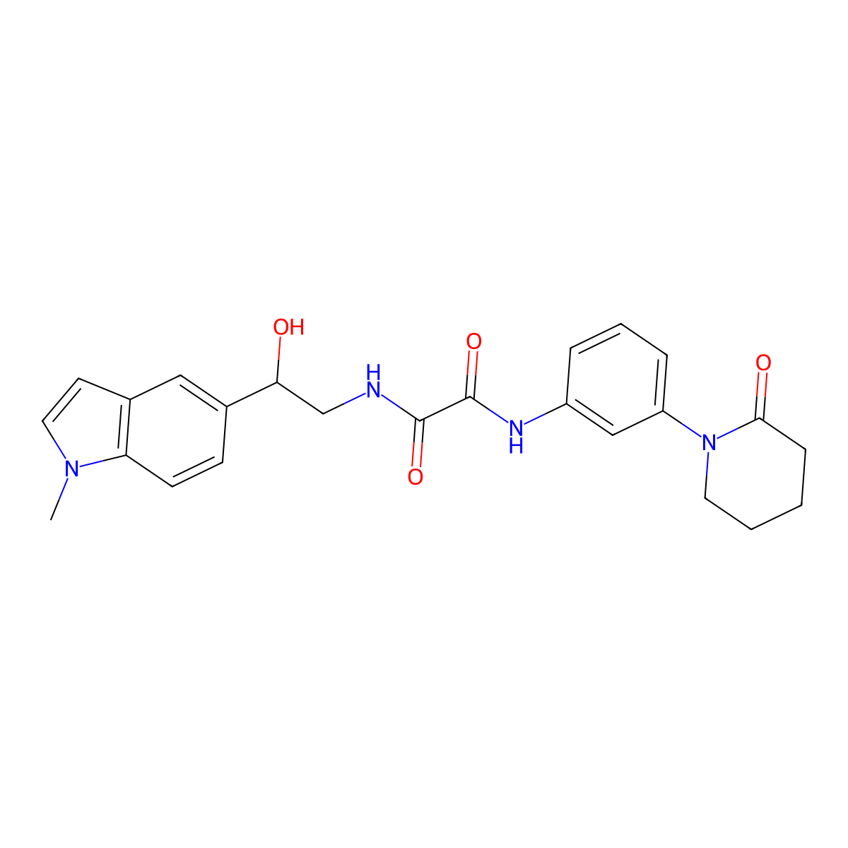 N1-(2-hydroxy-2-(1-methyl-1H-indol-5-yl)ethyl)-N2-(3-(2-oxopiperidin-1-yl)phenyl)oxalamide molecular structure, CAS 2034441-72-8