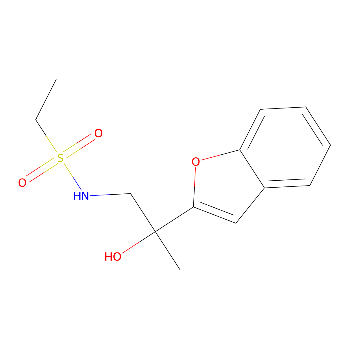 N-(2-(benzofuran-2-yl)-2-hydroxypropyl)ethanesulfonamide molecular structure, CAS 2034441-76-2