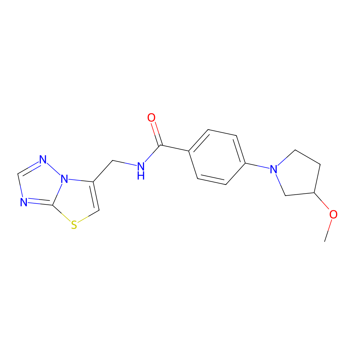 4-(3-methoxypyrrolidin-1-yl)-N-(thiazolo[3,2-b][1,2,4]triazol-6-ylmethyl)benzamide molecular structure, CAS 2034441-78-4