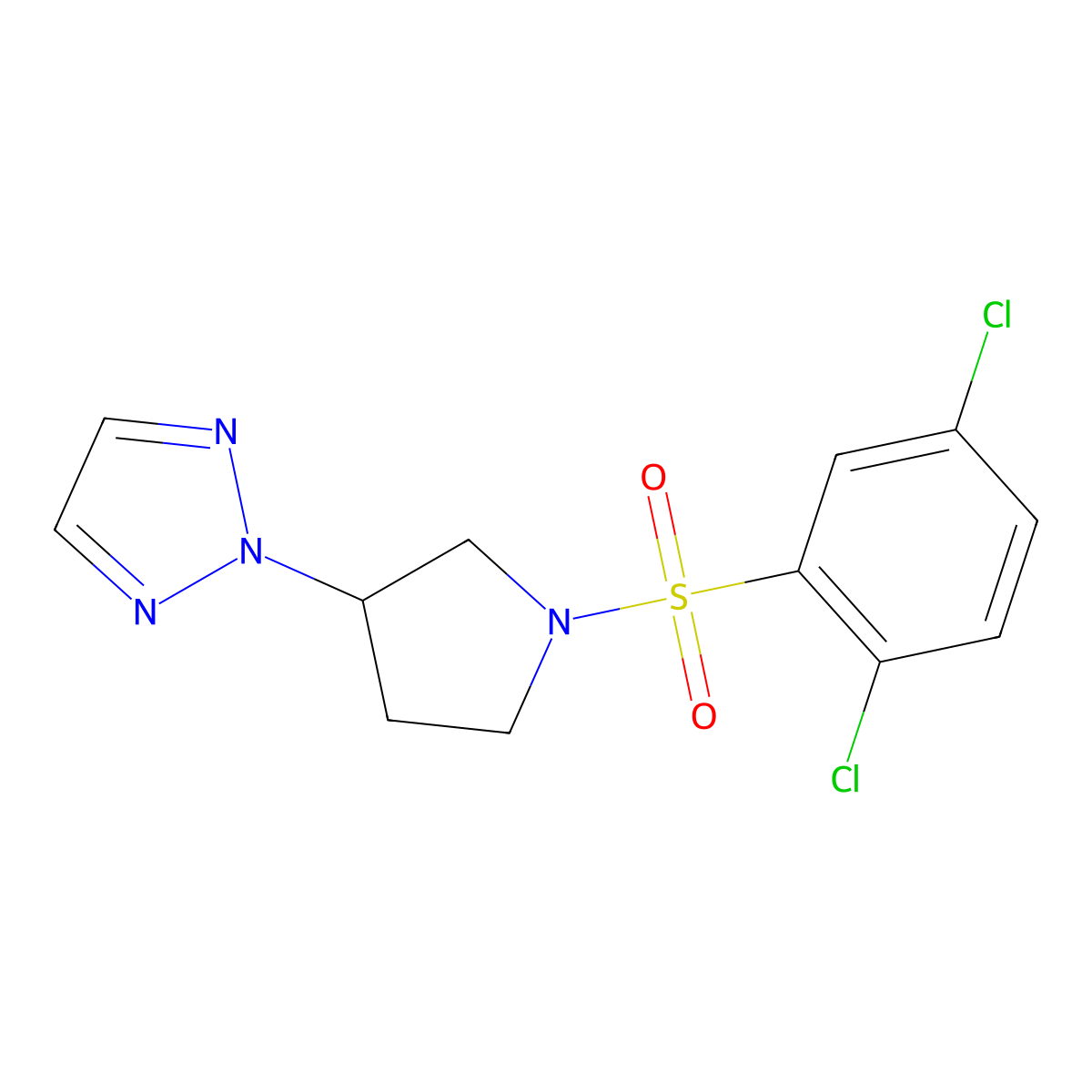 2-(1-((2,5-dichlorophenyl)sulfonyl)pyrrolidin-3-yl)-2H-1,2,3-triazole molecular structure, CAS 2034441-83-1