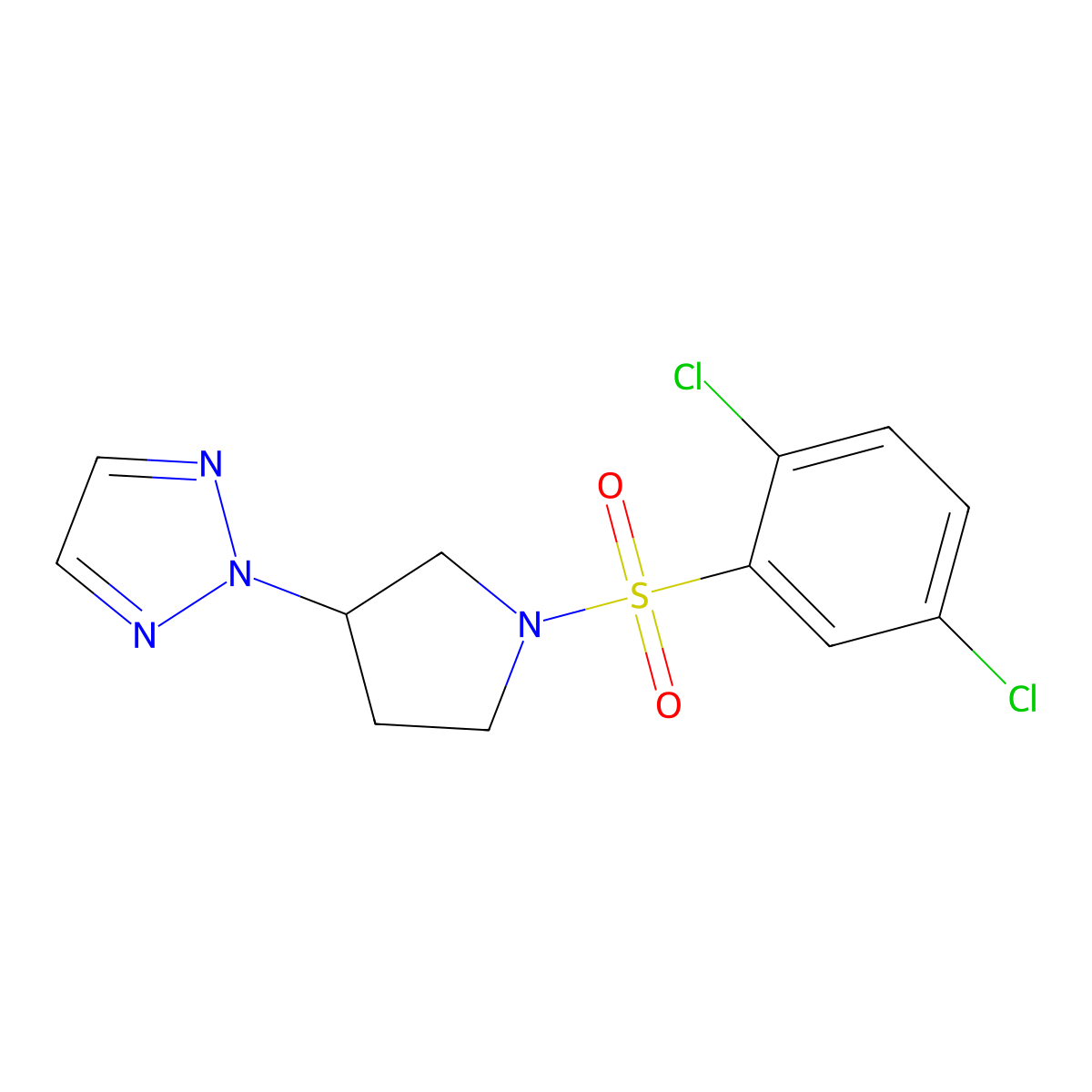 2-(1-((2,5-dichlorophenyl)sulfonyl)pyrrolidin-3-yl)-2H-1,2,3-triazole molecular structure, CAS 2034441-83-1