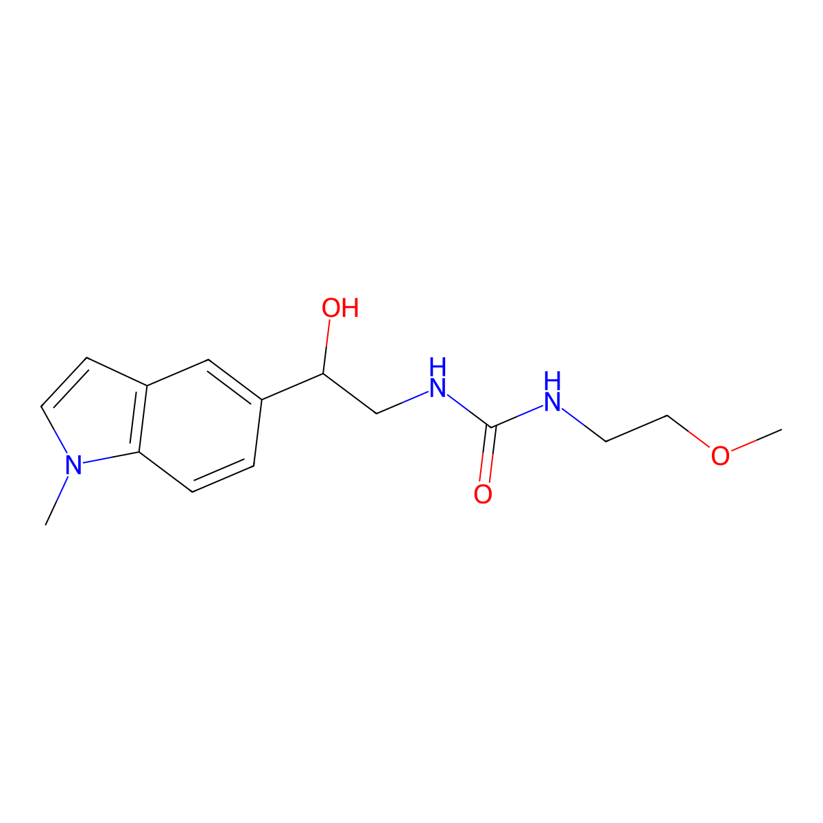 1-(2-hydroxy-2-(1-methyl-1H-indol-5-yl)ethyl)-3-(2-methoxyethyl)urea molecular structure, CAS 2034441-84-2