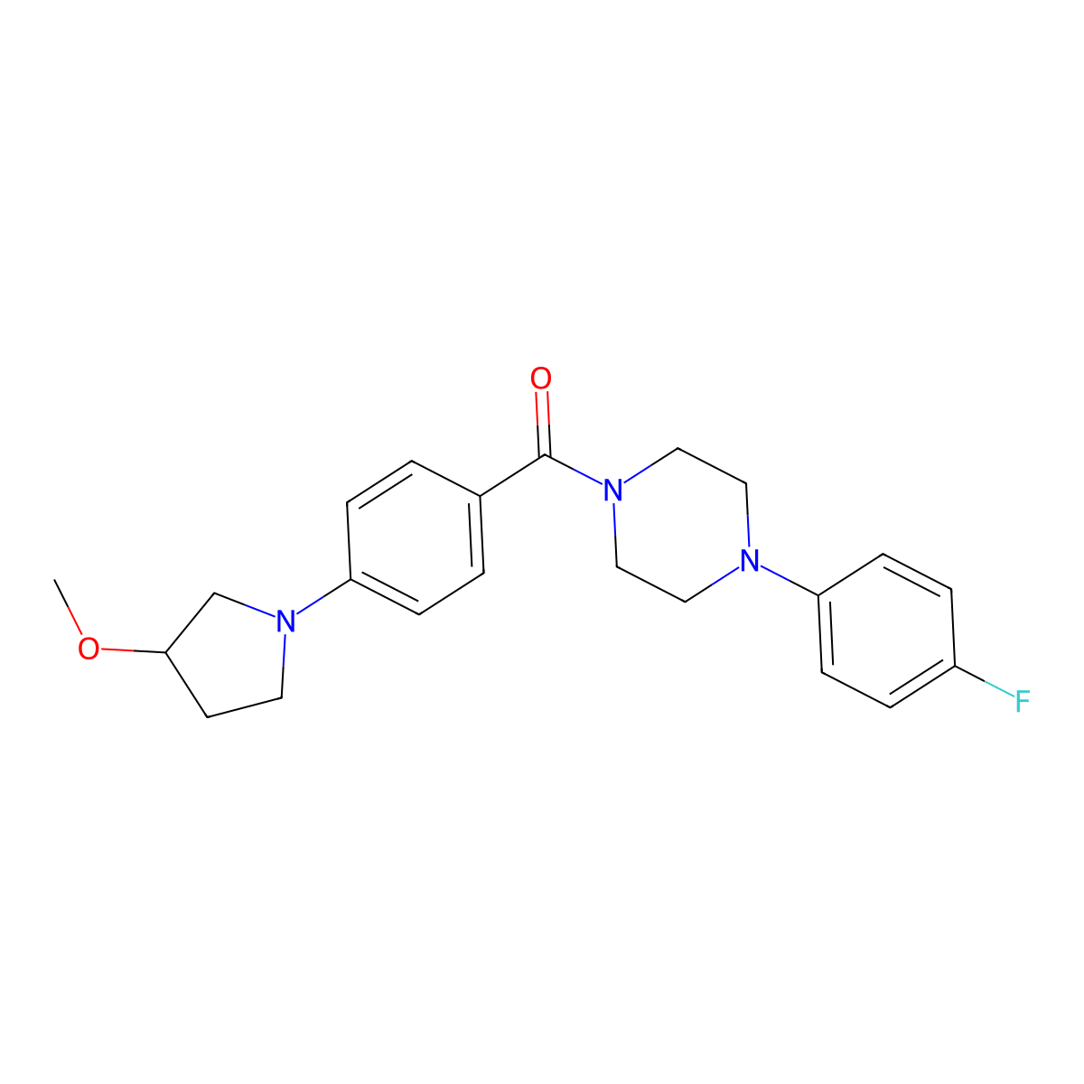 (4-(4-Fluorophenyl)piperazin-1-yl)(4-(3-methoxypyrrolidin-1-yl)phenyl)methanone molecular structure, CAS 2034441-86-4