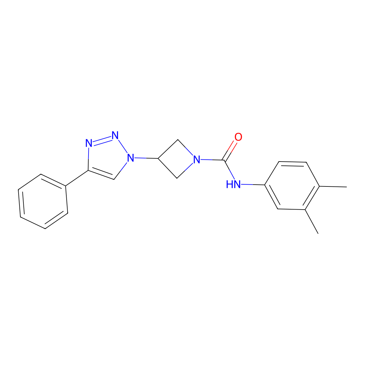 N-(3,4-dimethylphenyl)-3-(4-phenyl-1H-1,2,3-triazol-1-yl)azetidine-1-carboxamide molecular structure, CAS 2034441-87-5